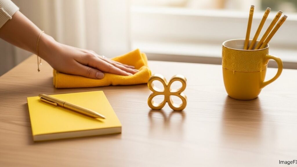 デスクを綺麗に掃除する