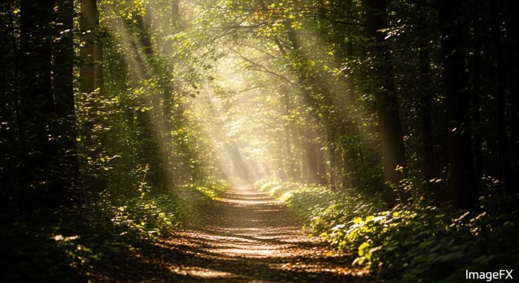 光が差し込む道