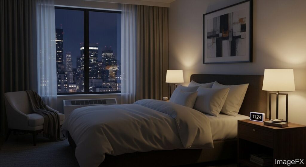 夜の静かなリラックスルーム