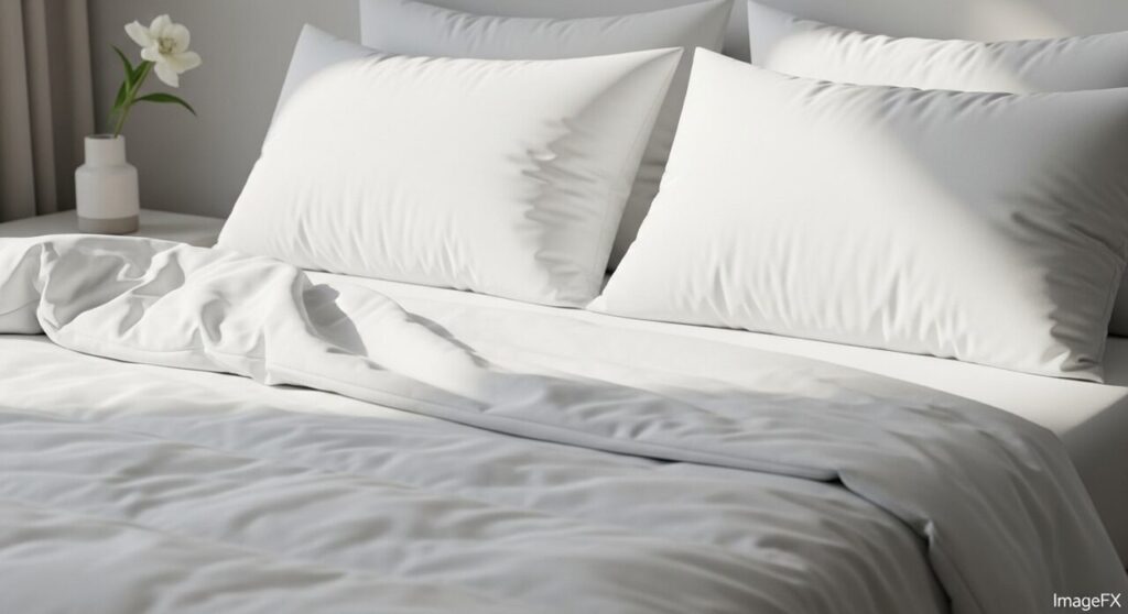 枕カバー・シーツの清潔なアップ写真