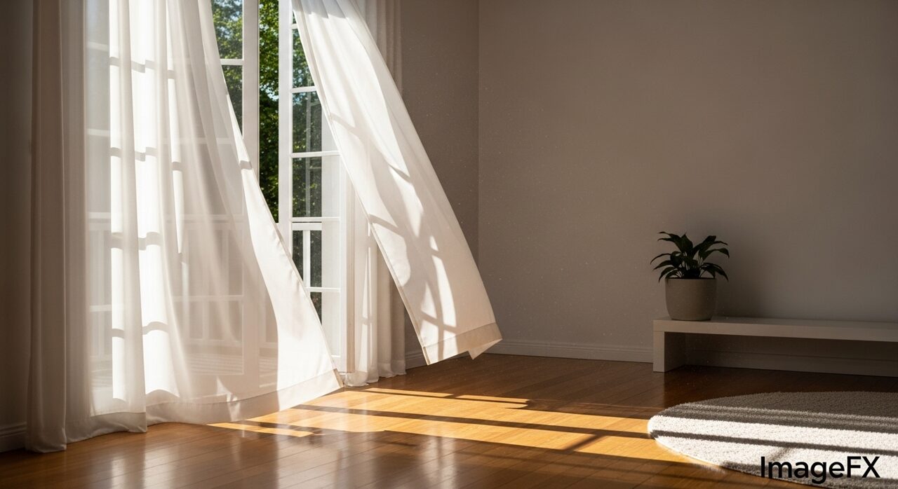 朝の光が射しこむ綺麗な部屋