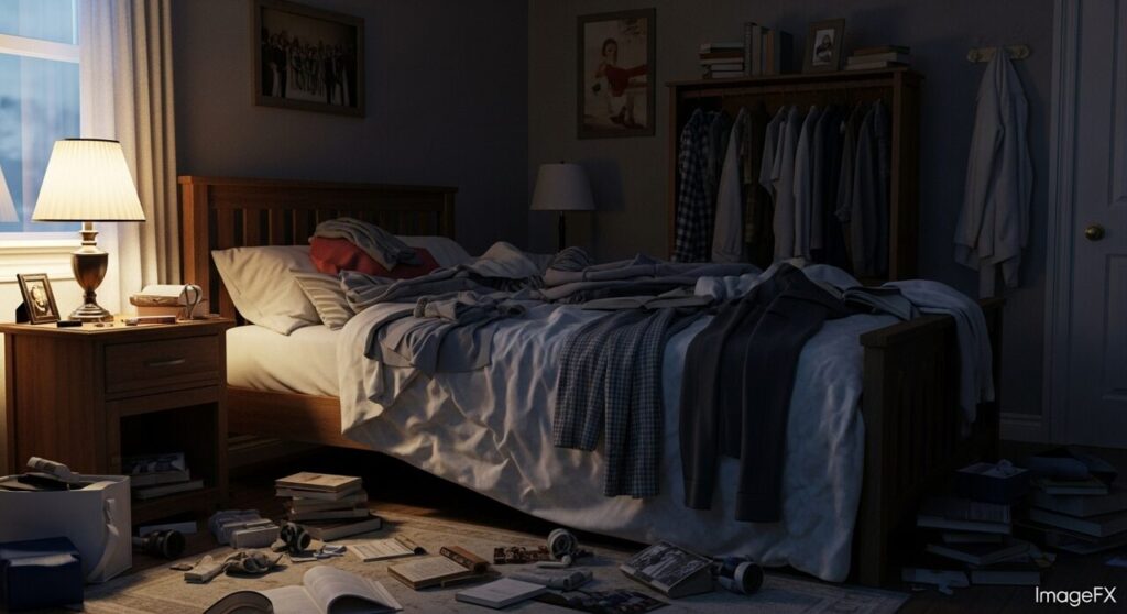 散らかった寝室のイラスト or 写真
