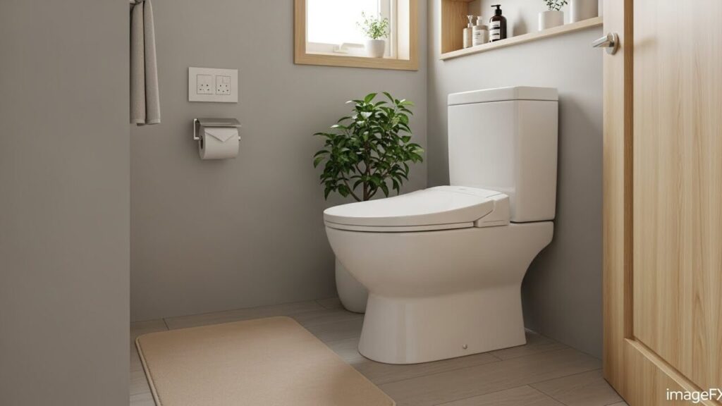 広すぎないトイレに観葉植物を置いたおしゃれなトイレ空間