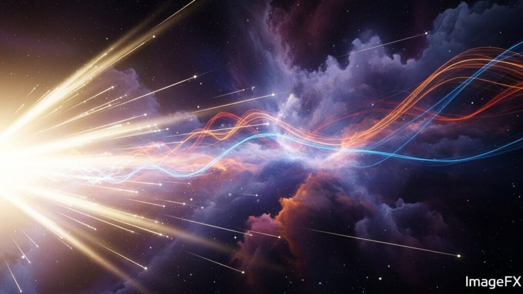 光が差し込む空間・エネルギーが流れているような抽象的なイメージ