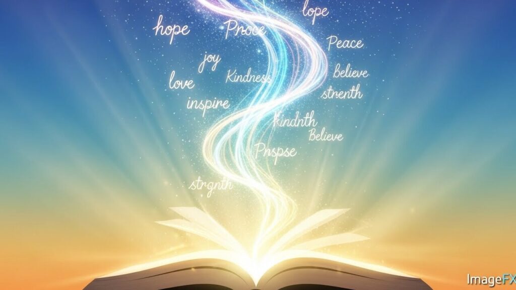 “ポジティブな言葉のエネルギー”を象徴した光のイラスト