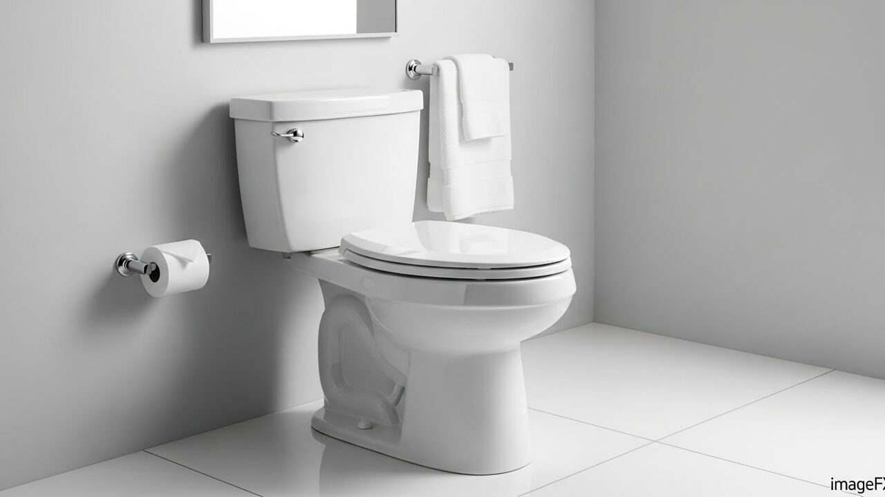 明るく清潔感のある白基調のトイレ