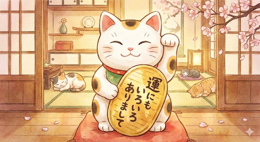 可愛い猫が運にもいろいろあるよと教えくれてる